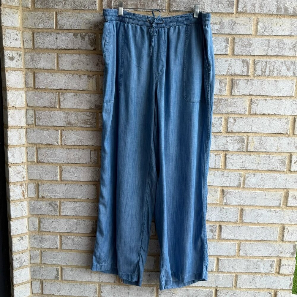 Lands' End Blue Wide-Leg Drawstring Pants